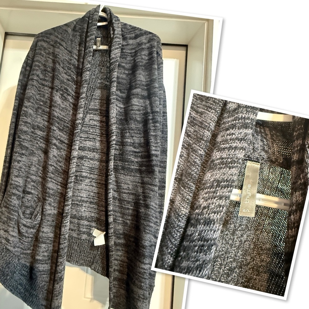 Thyme Maternity Gray Open Front Cardigan sz L